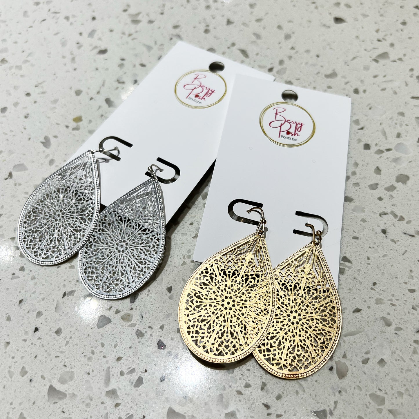 Silver Filigree Drop Earrings