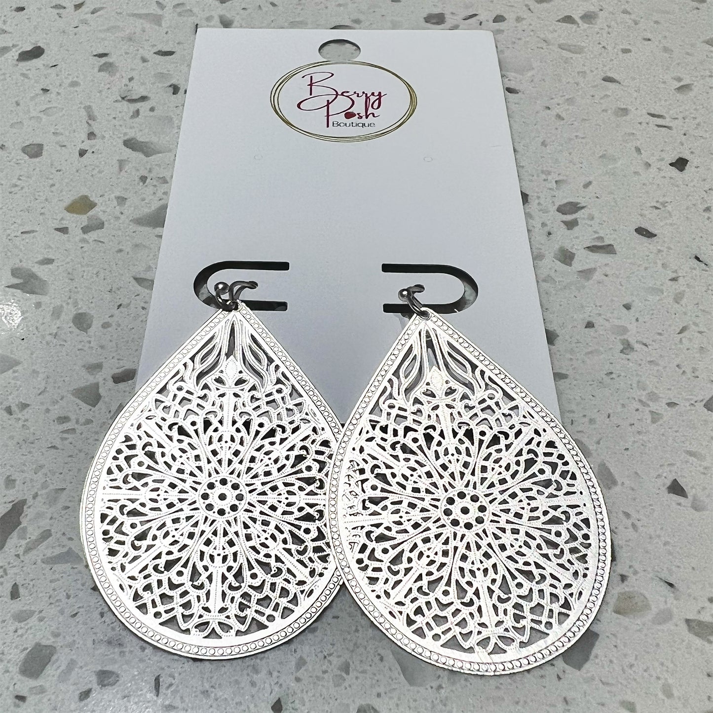 Silver Filigree Drop Earrings