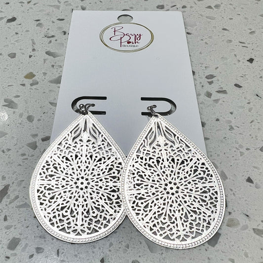 Silver Filigree Drop Earrings