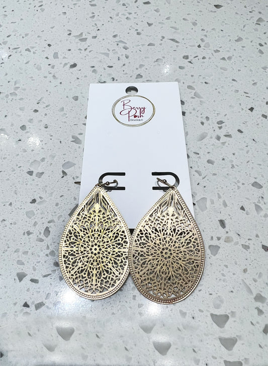 Gold Filigree Drop Earrings