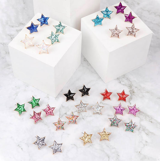 Shooting Star Glitter Stud Earrings