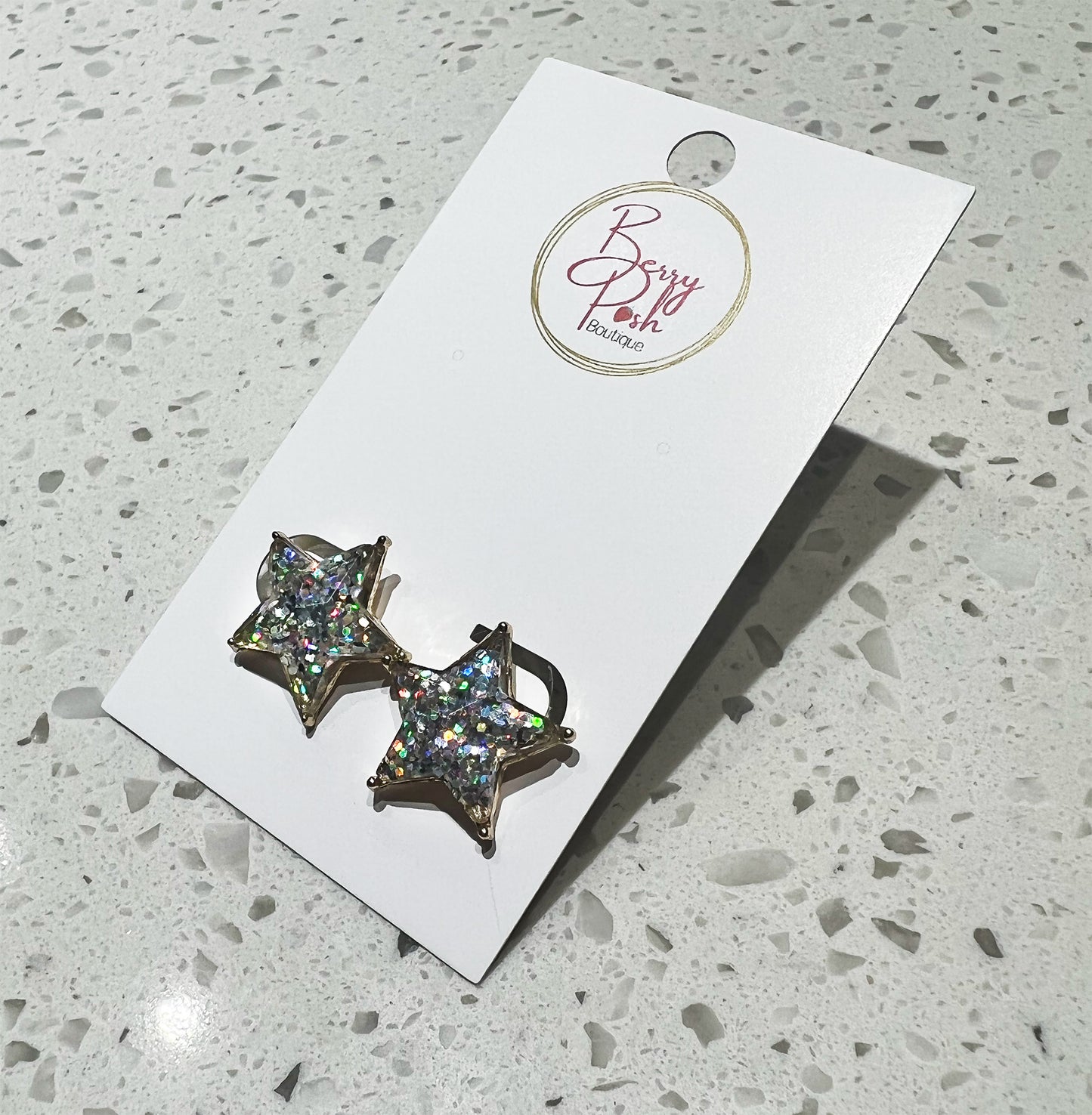 Shooting Star Glitter Stud Earrings